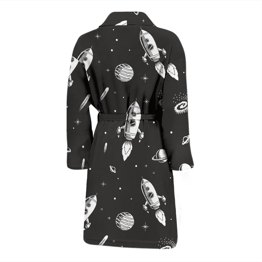 Space Rocket Print Design LKS303 Men Bathrobe