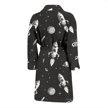 Space Rocket Print Design LKS303 Men Bathrobe