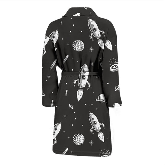 Space Rocket Print Design LKS303 Men Bathrobe