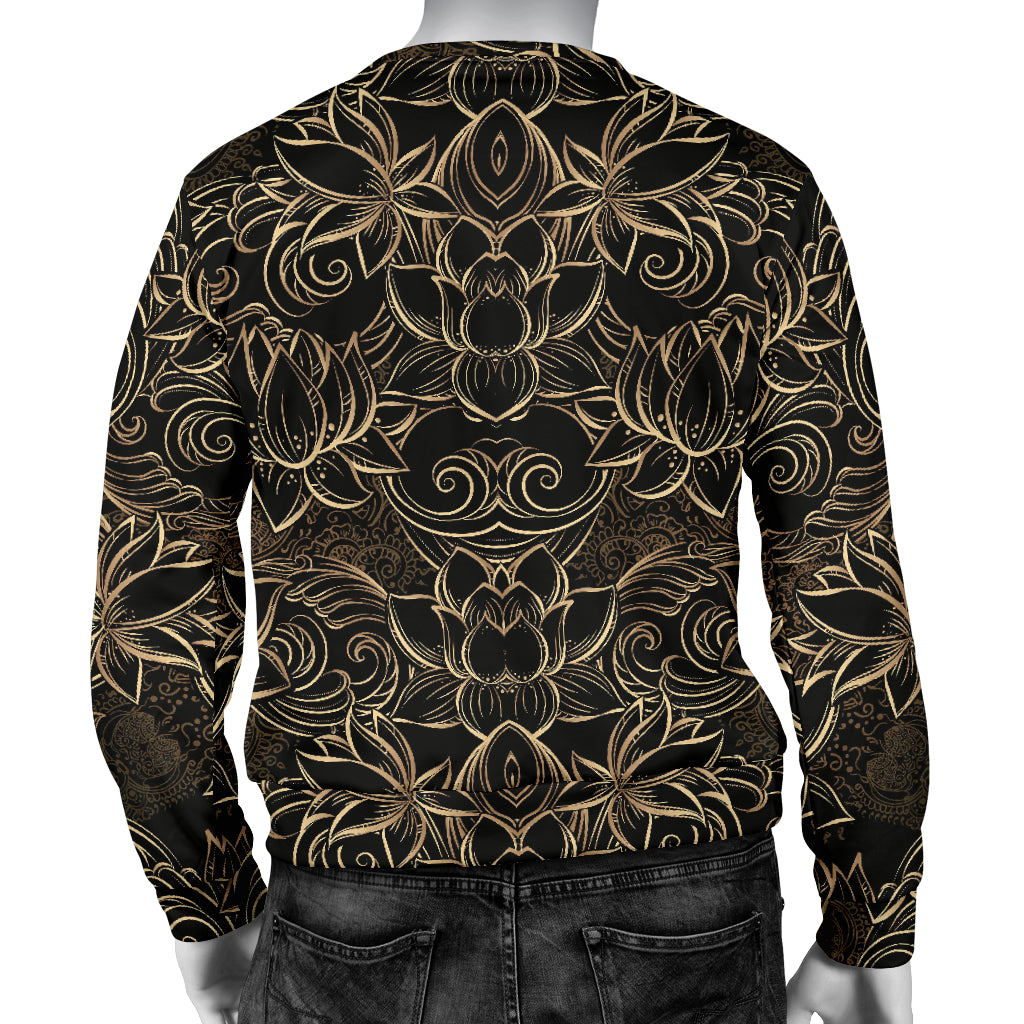 Lotus Gold Mandala Design Themed Men Long Sleeve Sweatshirt