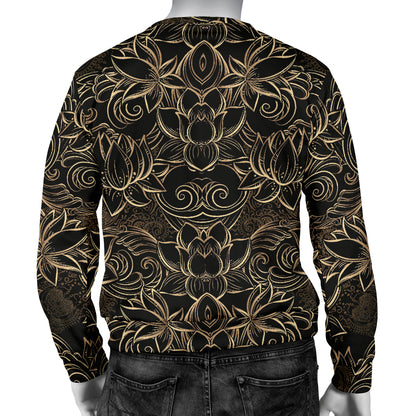 Lotus Gold Mandala Design Themed Men Long Sleeve Sweatshirt