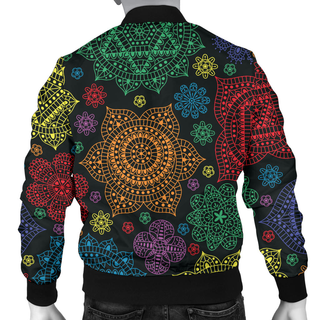 Chakra Mandala Print Pattern Men Bomber Jacket