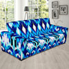 Ikat Blue Pattern Print Design 01 Sofa Slipcover