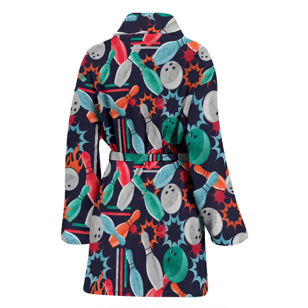 Bowling Pattern Print Design 08 Women Bathrobe