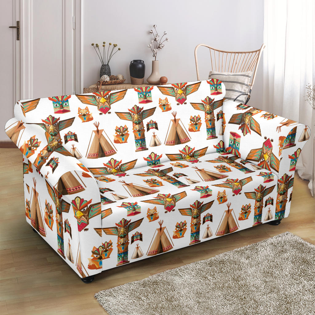 Totem Native Print Design LKS303 Loveseat Couch Slipcover