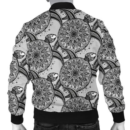 Tribal Turtle Polynesian Themed Print Men Bomber Jacket
