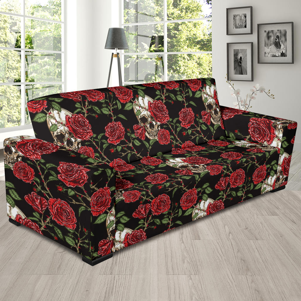 Skull And Roses Print Design LKS303 Sofa Slipcover