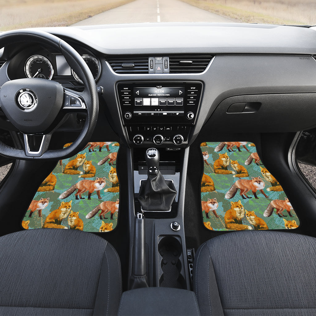 Fox Autumn leaves Themed Car Floor Mats Front Back
