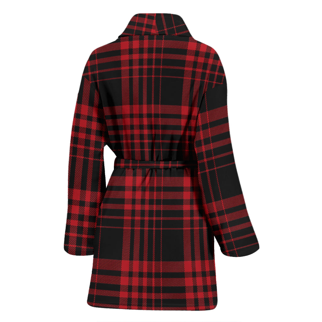 Tartan Red Black Print Design LKS303 Women Bathrobe