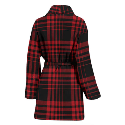 Tartan Red Black Print Design LKS303 Women Bathrobe