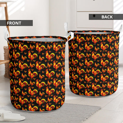 Rooster Print Themed Laundry Basket