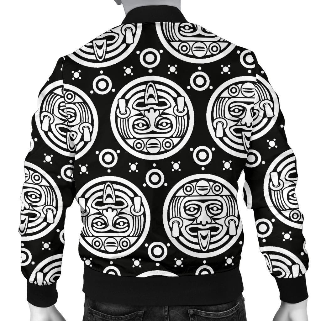 Calendar Aztec White Black Print Pattern Men Bomber Jacket