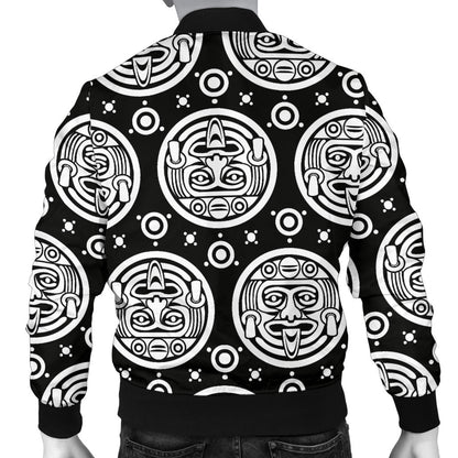 Calendar Aztec White Black Print Pattern Men Bomber Jacket