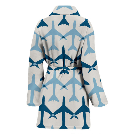 Airplane Pattern Print Design 04 Women Bathrobe