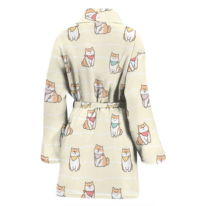 Shiba Inu Print Design LKS306 Women Bathrobe