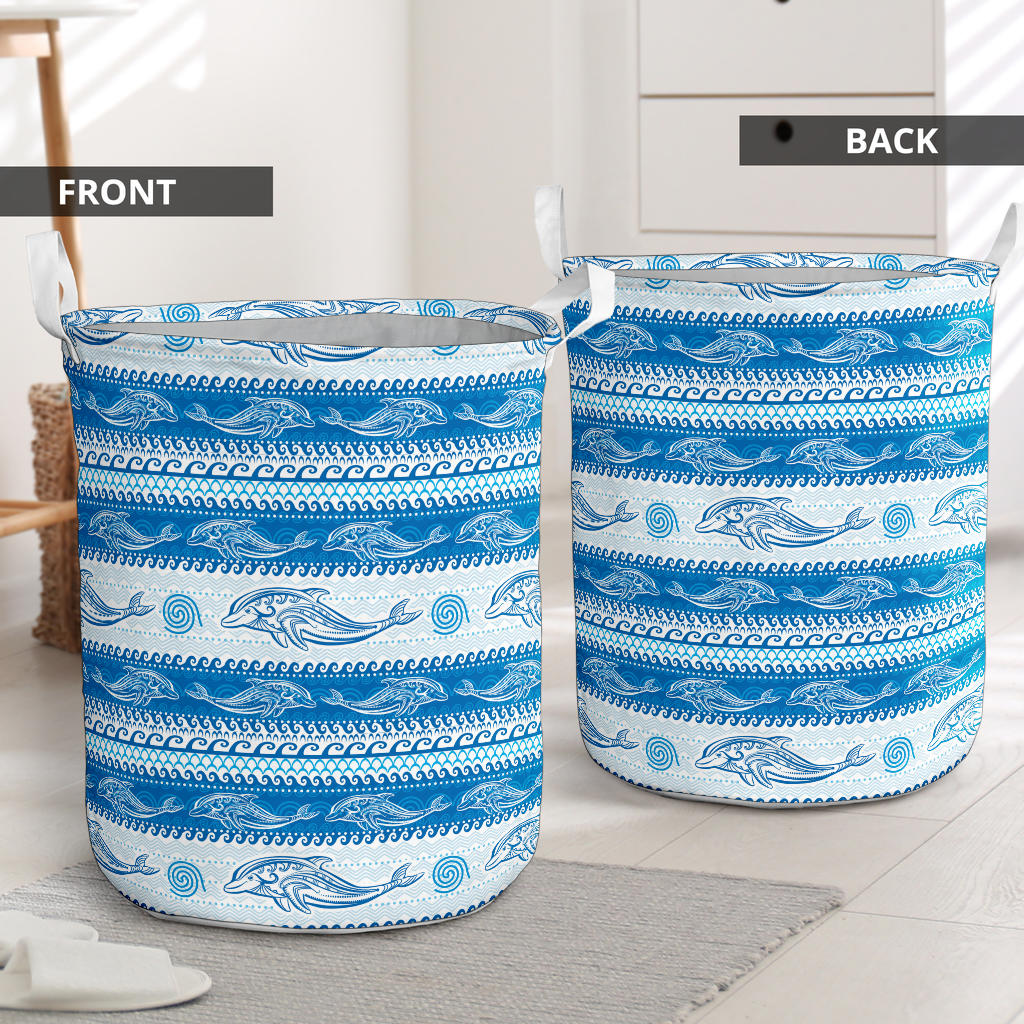 Dolphin Tribal Print Pattern Laundry Basket