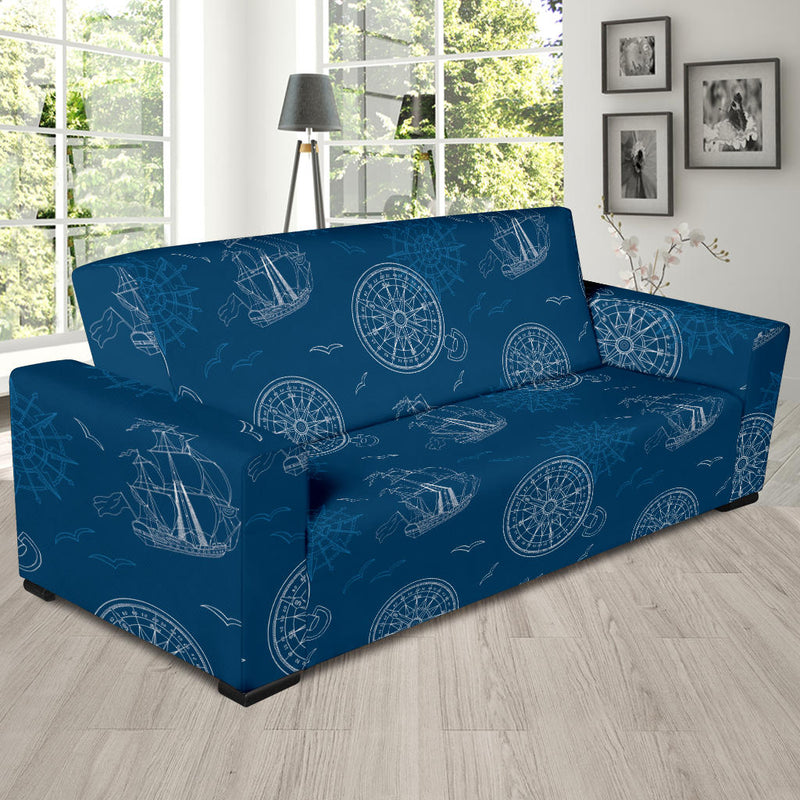 Nautical Pattern Print Design A04 Sofa Slipcover