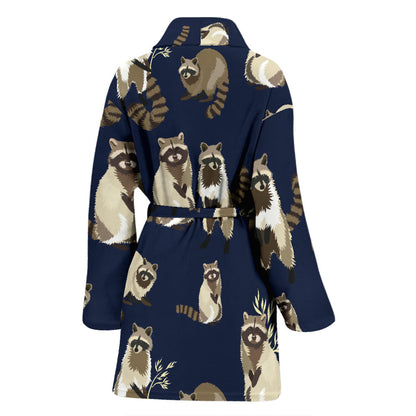 Raccoon Pattern Print Design A06 Women Bathrobe
