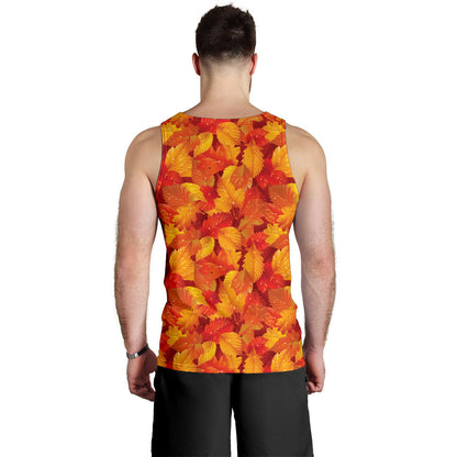 Elm Leave Autum Print Pattern Men Tank Top