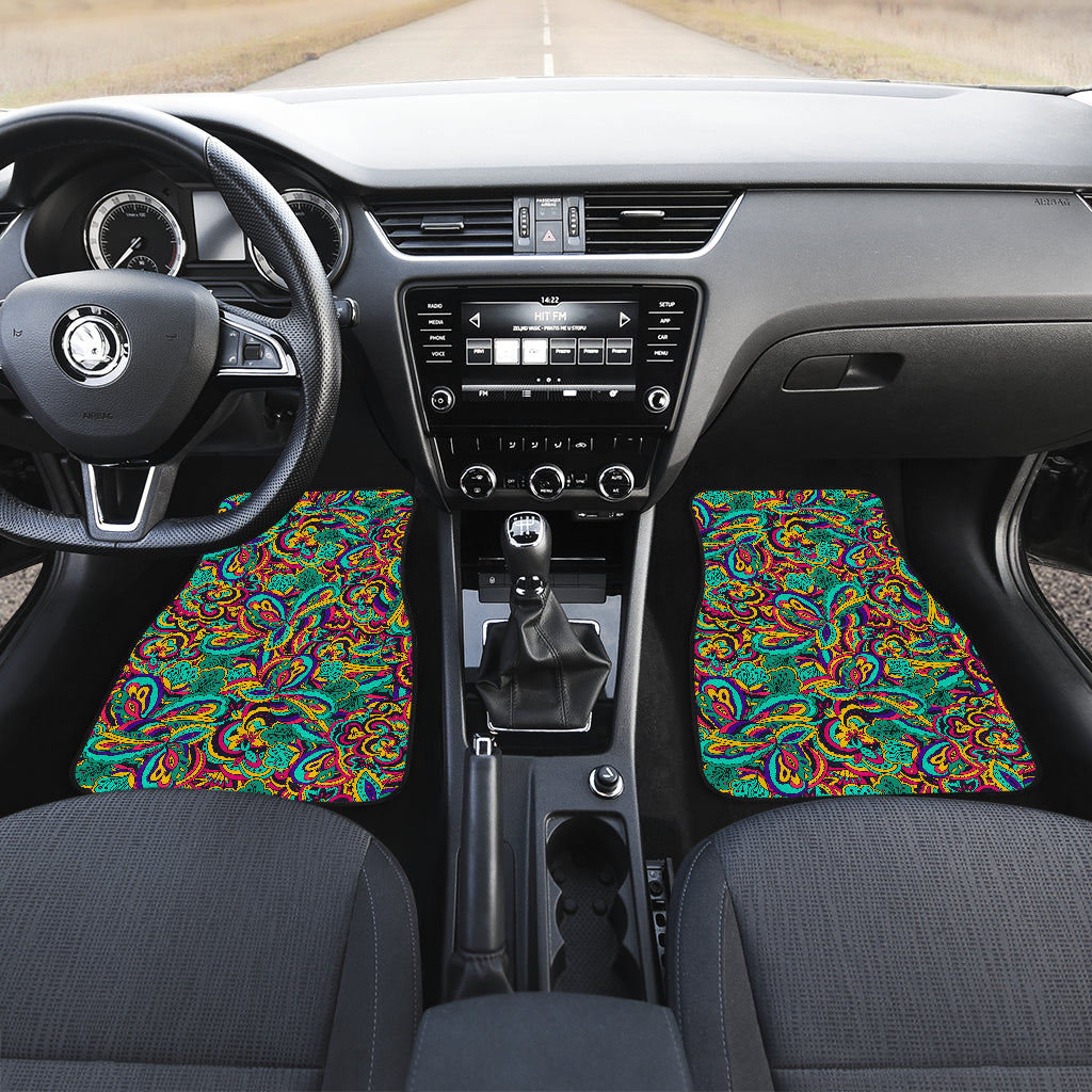 Psychedelic Trippy Floral Design Car Floor Mats Front Back