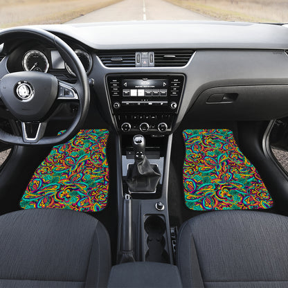 Psychedelic Trippy Floral Design Car Floor Mats Front Back