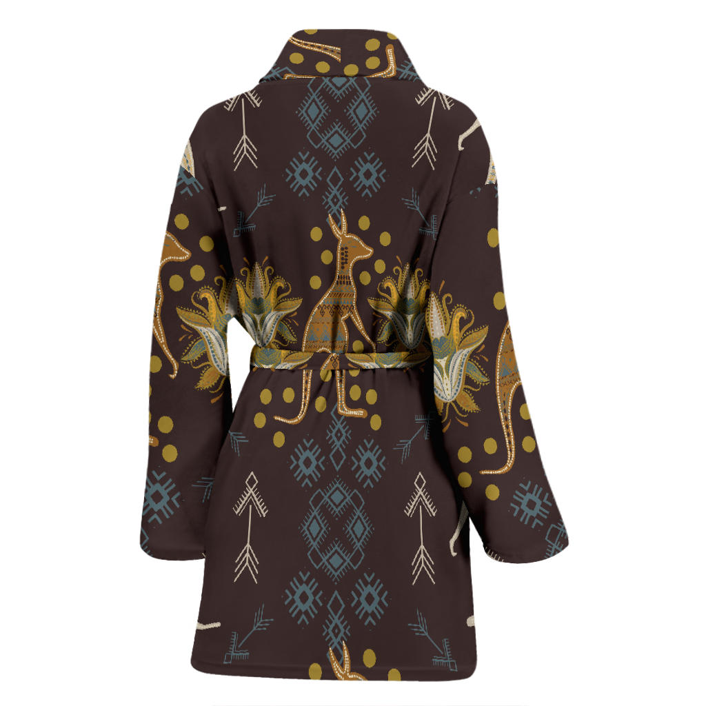 Kangaroos Pattern Print Design 03 Women Bathrobe
