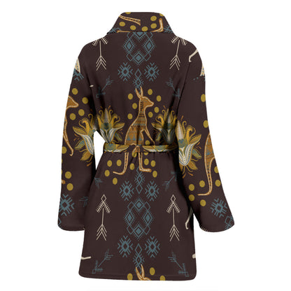Kangaroos Pattern Print Design 03 Women Bathrobe