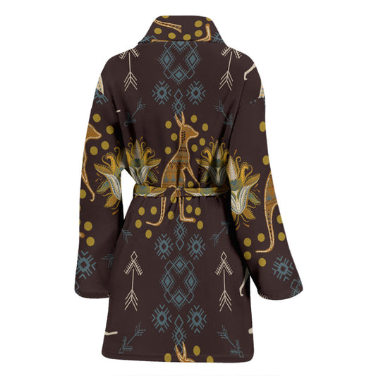 Kangaroos Pattern Print Design 03 Women Bathrobe