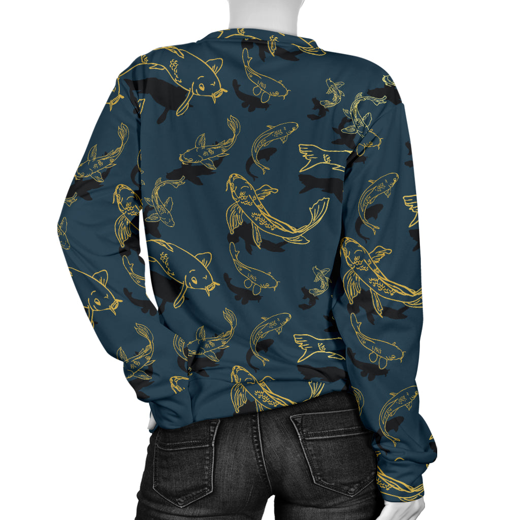 Koi Carp Gold Design Themed Print Women Long Sleeve Sweatshirt