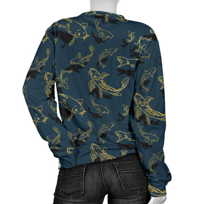 Koi Carp Gold Design Themed Print Women Long Sleeve Sweatshirt