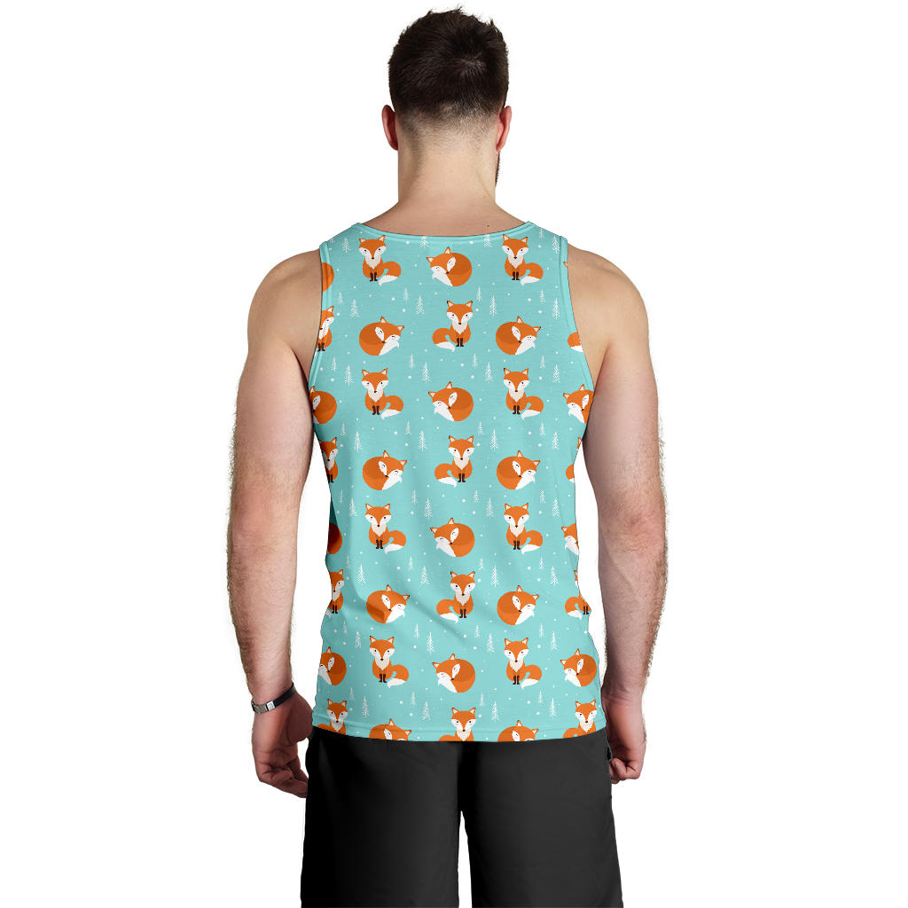 Fox Design Snow Print Pattern Men Tank Top