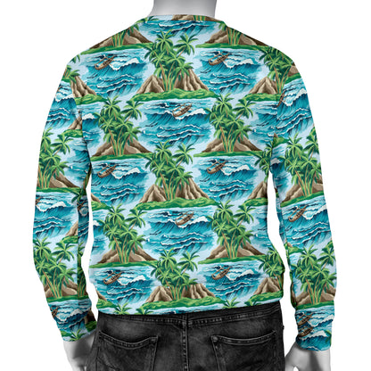 Palm Tree Hawaiian Themed Design Print Men Long Sleeve Sweatshirt