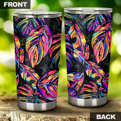 Neon Color Tropical Palm Leaves Tumbler