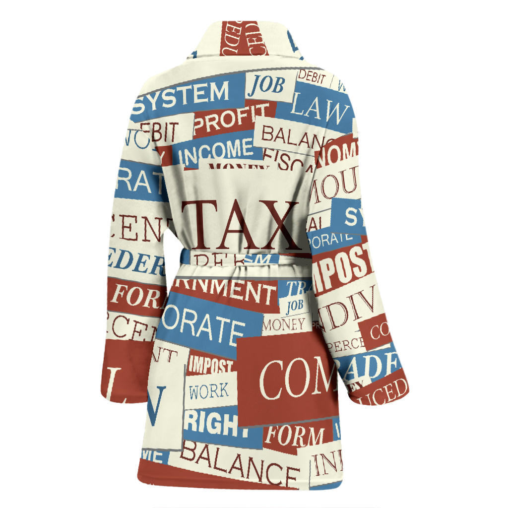 Accounting Financial Pattern Print Design 01 Women Bathrobe