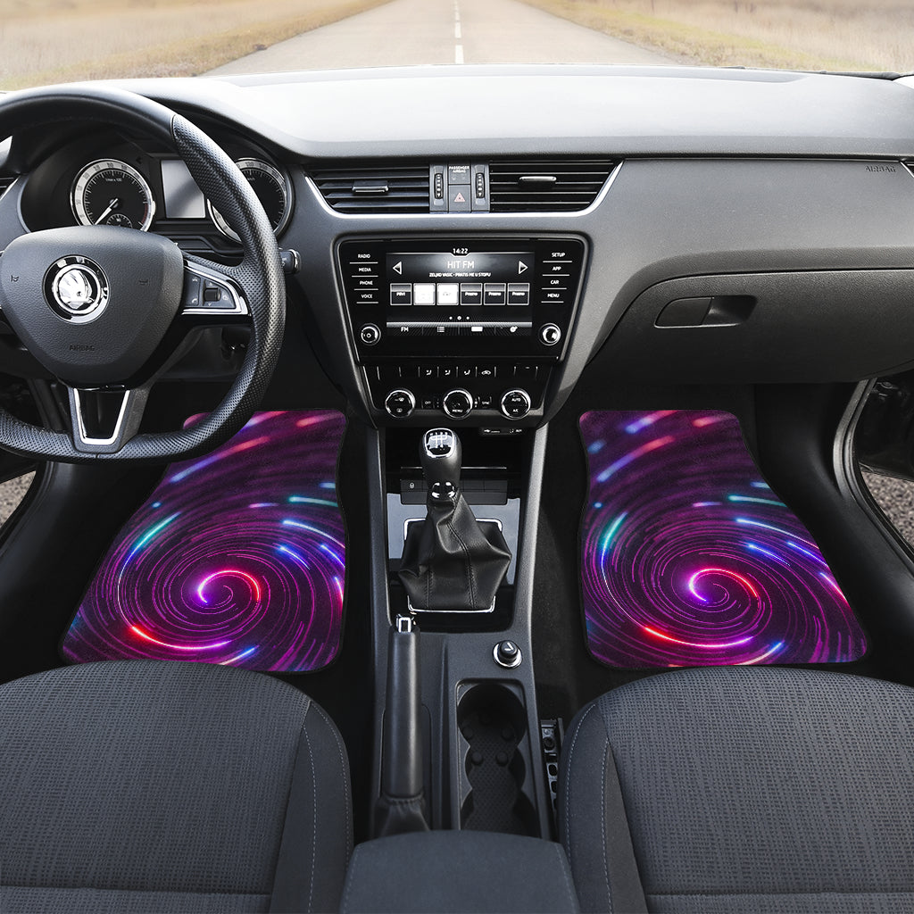 Vortex Twist Swirl Purple Neon Print Car Floor Mats Front Back