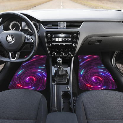 Vortex Twist Swirl Purple Neon Print Car Floor Mats Front Back