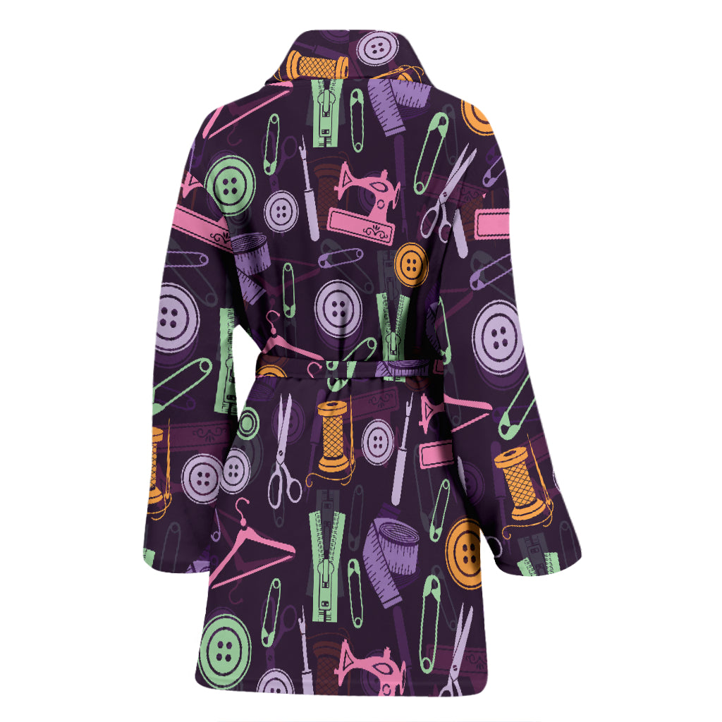 Sewing Equipment Print Design LKS306 Women Bathrobe