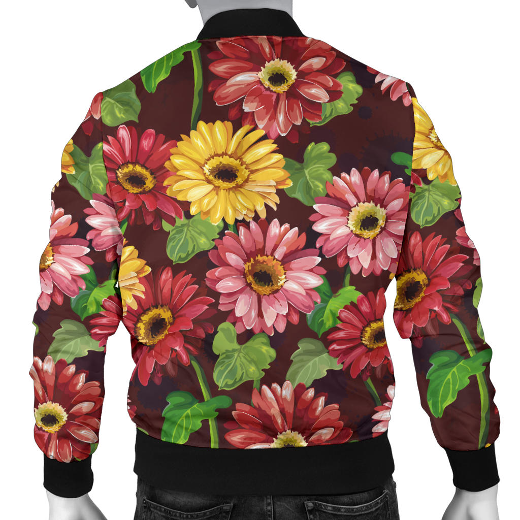 Daisy Gerbera Print Pattern Men Bomber Jacket