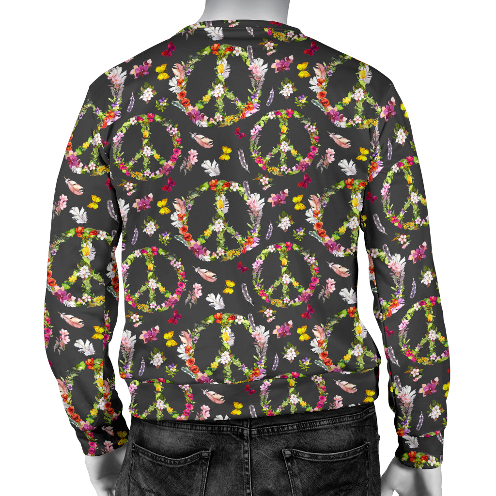 Peace Sign flowers Design Print Men Long Sleeve Sweatshirt