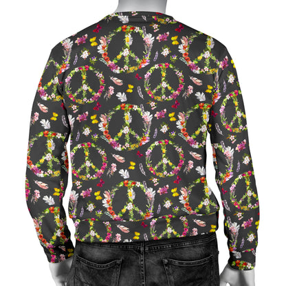 Peace Sign flowers Design Print Men Long Sleeve Sweatshirt