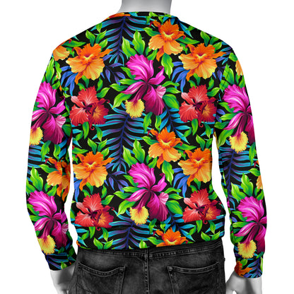 Tropical Folower Colorful Print Men Long Sleeve Sweatshirt