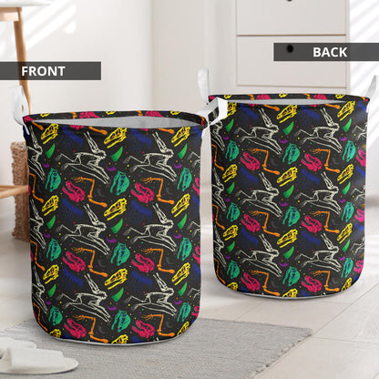Dinosaur Skull Color Print Pattern Laundry Basket