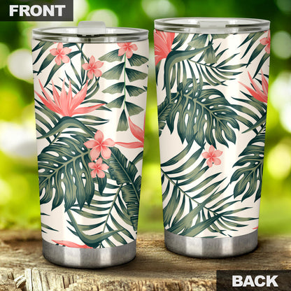 Tropical Flower Palm Leaves Tumbler