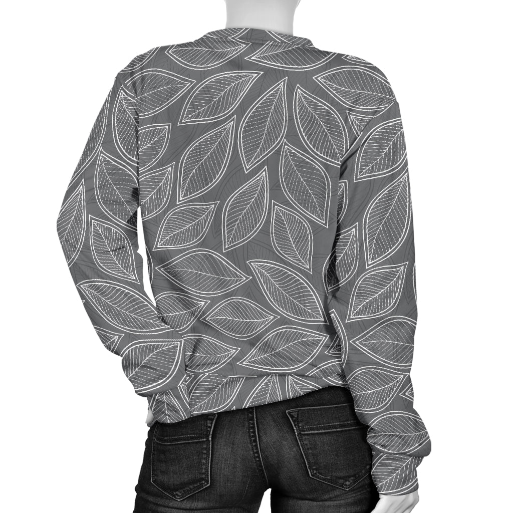 Elm Leave Grey Print Pattern Women Long Sleeve Sweatshirt