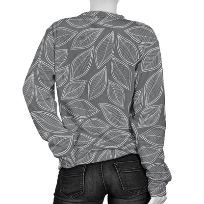 Elm Leave Grey Print Pattern Women Long Sleeve Sweatshirt