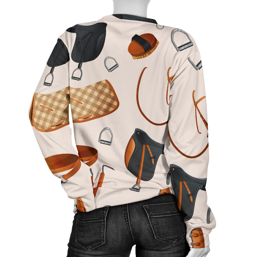 Equestrian Equipment Print Pattern Women Long Sleeve Sweatshirt