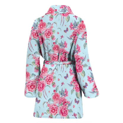 Camellia Pattern Print Design 01 Women Bathrobe