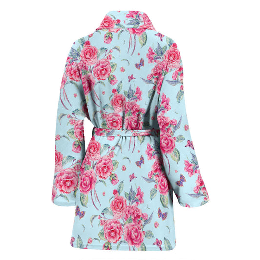 Camellia Pattern Print Design 01 Women Bathrobe