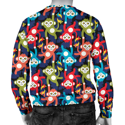 Monkey Colorful Design Themed Print Men Long Sleeve Sweatshirt