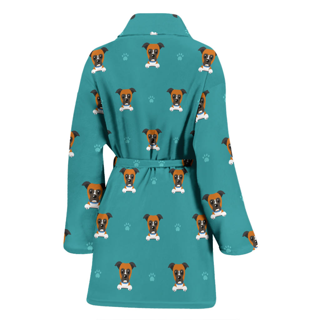 Boxers Pattern Print Design 03 Women Bathrobe